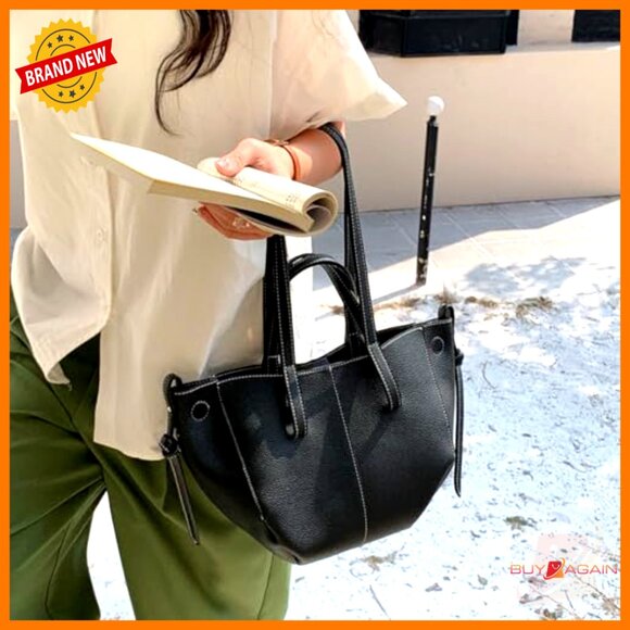 Large Vegan Leather Tote Bag with Quilted Pattern and Shoulder Strap - Picture 2 of 7